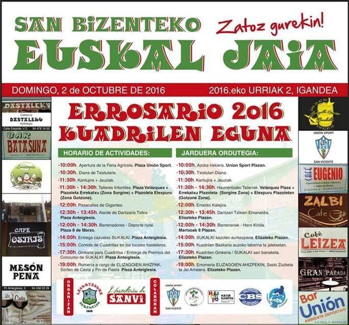 San Bizenteko Euskal Jaia – Errosario 2016 kuadrilen eguna