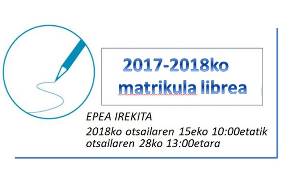 Hizkuntza Eskolan Matrikula Librea Egiteko epea!!