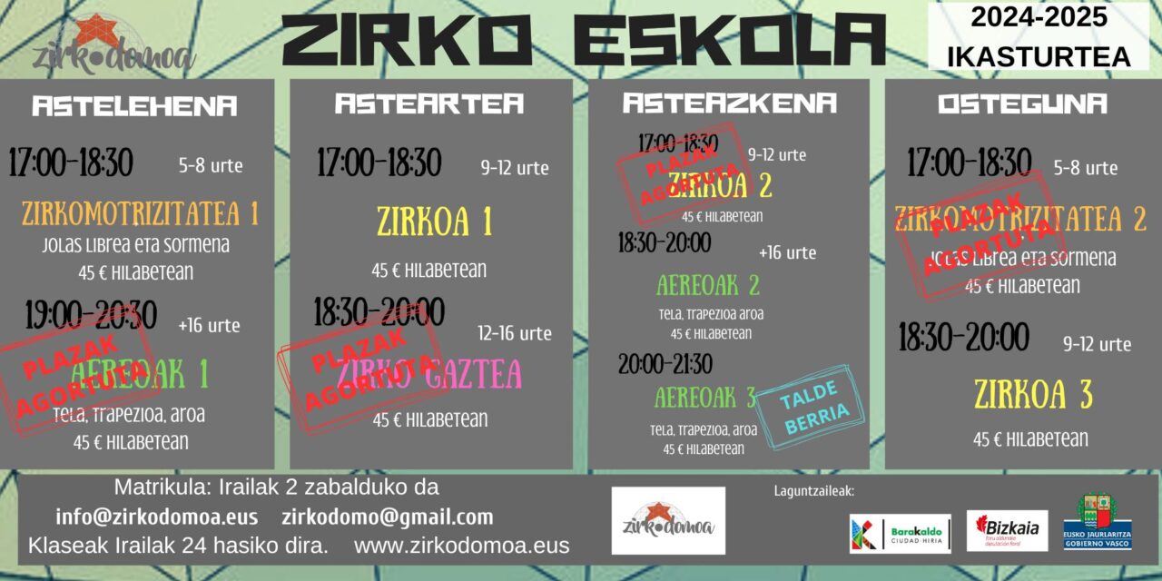 ZIRKODOMOA – Zirko eskola 2024-2025